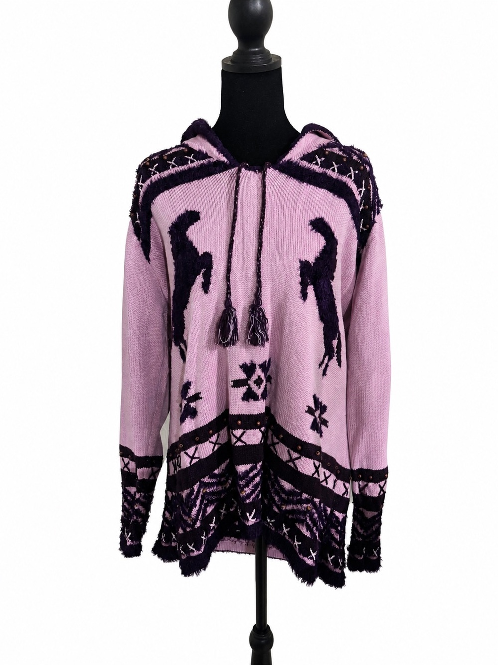 Storybook Knits Lilac Horse Hooded Cardigan with Purple Motif